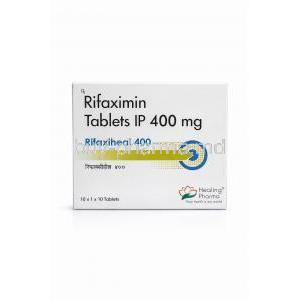 Rifaxiheal 400, Rifaximin 400mg, Healing Pharma India Pvt Ltd, Box front view