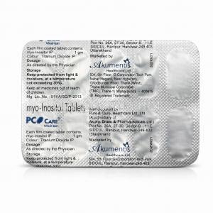 PCO Care, myo-Inositol Tablets, Blister back view