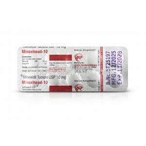Minoxihead 10, Minoxidil 10 mg, Asher Pharmaceuticals, Blisterpack information