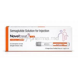 Noveltreat Pen Injection, 2 single dose prefilled pens of 1 mg 0.5mL, Sun Pharma, Box front view
