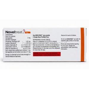 Noveltreat Pen Injection, 2 single dose prefilled pens of 1 mg 0.5mL, Sun Pharma, Box information
