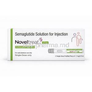 Noveltreat Pen Injection, 2 single dose prefilled pens of 1.7 mg/ 0.75mL, Sun Pharma, Box front view
