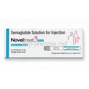 Noveltreat Pen Injection, 2 single dose prefilled pens of 2.4 mg 0.75mL, Sun Pharma, Box front view