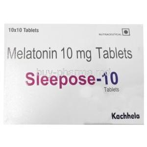 Sleepose, Melatonin 10 mg, Kachhela Medex, Box front view