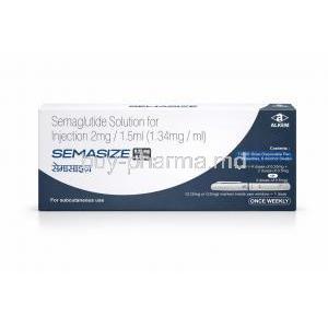 SemaSize Pen Injection, Semaglutide 2mg/ 1.5 mL(1.34 mgmL), Alkem Laboratories Ltd, Prefilled Pen Injection, Box front view