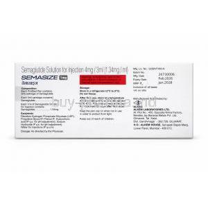 SemaSize Pen Injection, Semaglutide 4mg /3 mL(1.34 mg/mL), Alkem Laboratories Ltd, Prefilled Pen Injection, Box information