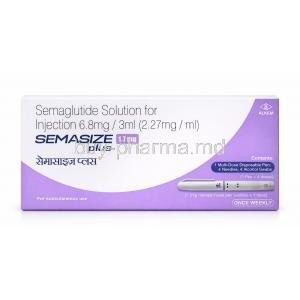 SemaSize Plus Pen Injection, Semaglutide 6.8 mg (2.27 mg/ mL), Alkem Laboratories Ltd, Prefilled Pen Injection, Box front view