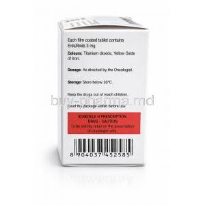 Erdanat-3, Erdafitinib 3 mg, 28 tablets(Bottle), Natco Pharma, Box information, Caution