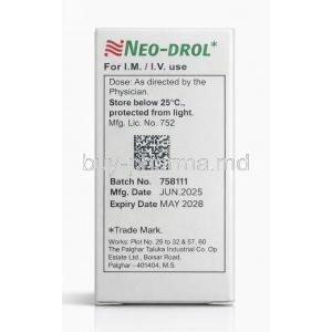 Neo-Drol Injection, Methylprednisolone 125mg, Neon Laboratories, Box information