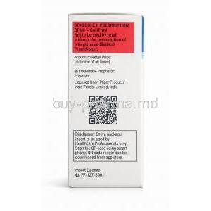 Solu-Medrol Injection 1 gram, Methylprednisolone 1g, Pfizer, Box information, QR code