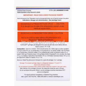 Huminsulin 30/70 Insulin 100 IU/mL Cartridge, Information