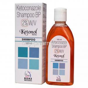 Ketonol Shampoo, Ketoconazole 2%,Shampoo 100 mL, Nanz Med Science Pharma Ltd, Box, Bottle