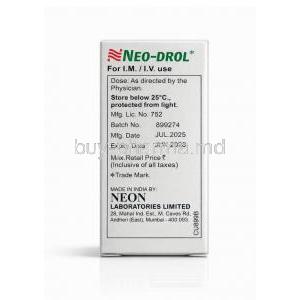 Neo-Drol Injection, Methylprednisolone 40mg, Neon Laboratories, Box information