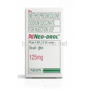 Neo-Drol Injection, Methylprednisolone 125mg, Neon Laboratories, Box front view