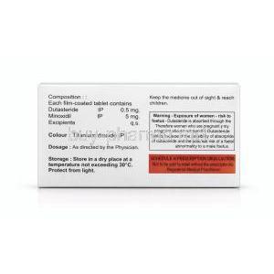 Minoxihead D, Dutasteride 0.5 mg/ Minoxidil 5 mg, Asher Pharmaceuticals, Box information, Composition, Warning