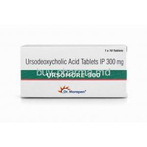 Ursomore, Ursodeoxycholic acid 300 mg, Box front view
