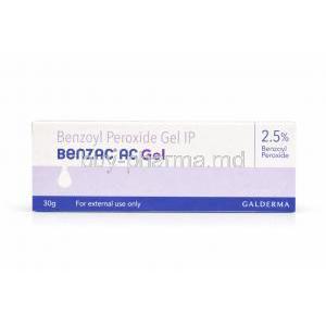 Benzac AC Gel, Benzoyl Peroxide 2.5%, Box front view