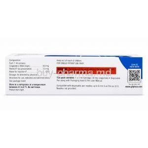 Gliptoza Prefilled Pen Injection, Liraglutide 6mg/ mL, Pre-filled pen Injection 3 mL, Eris Lifesciences Ltd, Box information