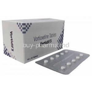 Vortidif, Vortioxetine 5mg, Sun Pharmaceutical,Box, Blisterpack