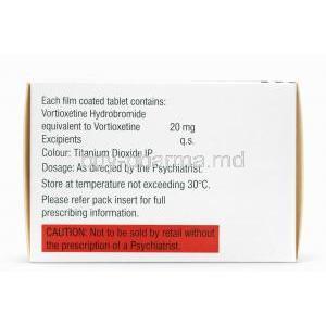 Vortidif 20, Vortioxetine 20mg, Sun Pharmaceutical, Box information, Dosage
