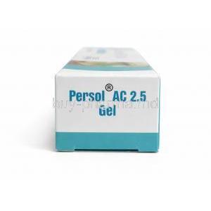 Persol AC Gel, Benzoyl Peroxide Gel, Benzoyl Peroxide 2.5 %, Gel 30 g, Wallace, Box side view (New package 2026)