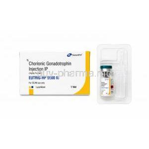 Eutrig Hp Injection, Chorionic Gonadotrophin 5000 IU, Samarth Life Sciences, Box, Vial set