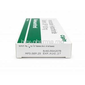 Amantrel, Amantadine 100mg, Tablet, Box side information, Mfg date, Exp date