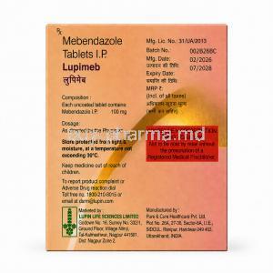 Lupimeb, Mebendazole 100mg, Product details