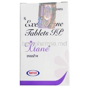 Xtane, Exemestane 25 mg, Natco Pharma, Box front view