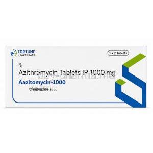 Asitomycin-1000, Azithromycin 1000 mg, Fortune Healthcare, Box front view