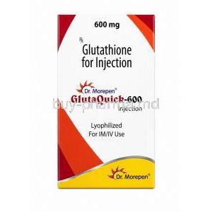 Glutaquick Injection, Glutathione 600 mg, Dr. Morepen Limited, Liophilized Injection, Box front view