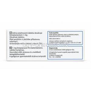 Rxulti, Brexpiprazole 1 mg, Otsuka Pharmaceutical EU, Box back view