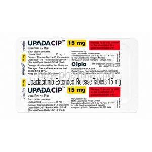 Upadacip, Upadacitinib 15 mg, Cipla, Blisterpack  information