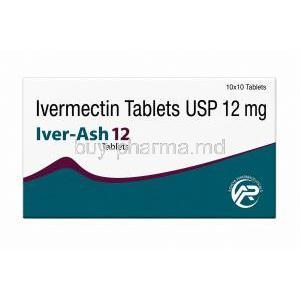 Iver-Ash 12, Ivermectin 12 mg, Box front view