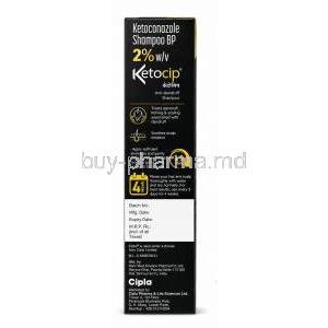 Ketocip Shampoo, Ketoconazole 2% w/v, Cipla, Box information, Directions for use (New package)
