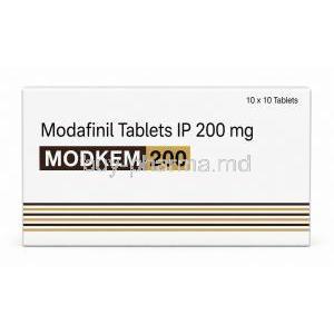 Modkem 200, Modafinil 200mg, Box front side