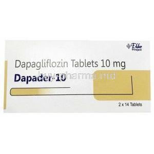 Dapader, Dapagliflozin 10mg, Elder Project Ltd, Box front view