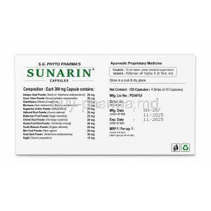 Sunarin, 30 capsules, S G Phyto Pharma, Box information (New package)