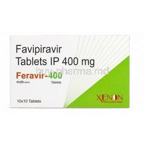 Feravir 400, Favipiravir 400 mg, Xenon Pharma, Box front view
