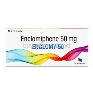 Enclomy-50, Enclomiphene 50 mg, Powerbolic Lab, Box front view