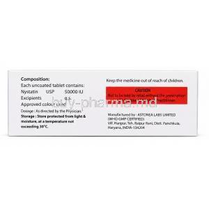 Sorresse, Nystatin 50000 iU, Kachhela Medex, Box information,Composition, Caution