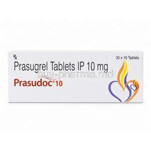 Prasudoc 10, Prasugrel 10 mg, Box side view