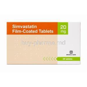 BROWN and BURK Simvastatin, Simvastatin 20 mg,BROWN and BURK, Box front view