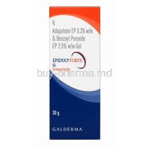 Epiduo Forte Gel, Adapalene 0.3% / Benzoyl Peroxide 2.5%, Gel 30 g, Galderma, Box front view