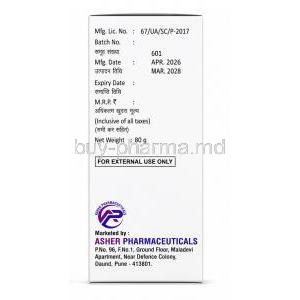 Estrivora Gel, Estradiol 0.06%, Gel 80g, Asher Pharmaceuticals, Box information, Mfg date, Exp date