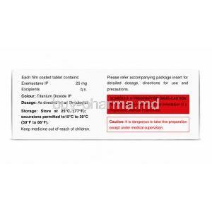 Xmaron 25, Exemestane 25 mg, Celon Laboratories Ltd, Box side view
