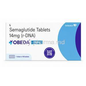 Obeda 14mg, Semaglutide 14 mg, Dr Reddy's Laboratories, Box front view