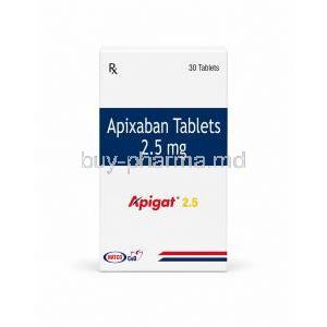 Apigat, Apixaban 2.5mg, Box front view