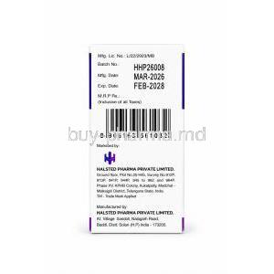 Cyclosted 500 Injection, Cyclophosphamide 500 mg, Halsted Pharma, Box back view