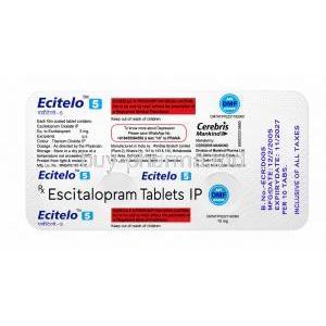 Ecitelo 5, Escitalopram 5mg, Mankind Pharma, Blisterpack information